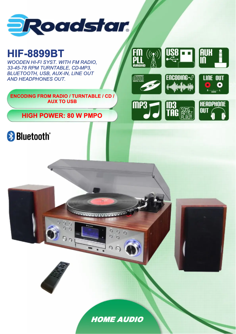 Page 1 de la notice Fiche technique Roadstar HIF-8899BT