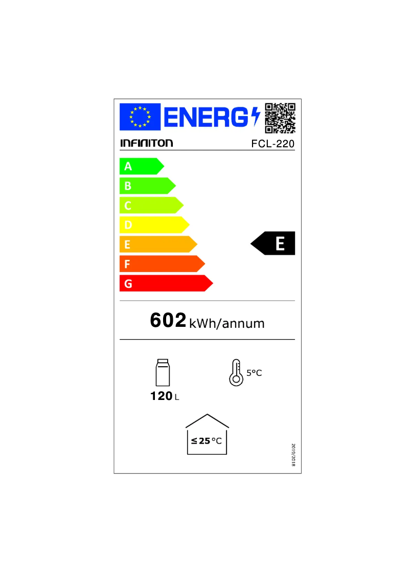 Page 1 de la notice Label énergétique Infiniton FCL-220