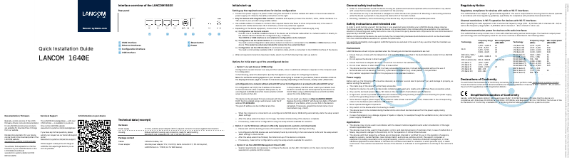 Page n°1 - Guide d'installation Lancom 1640E