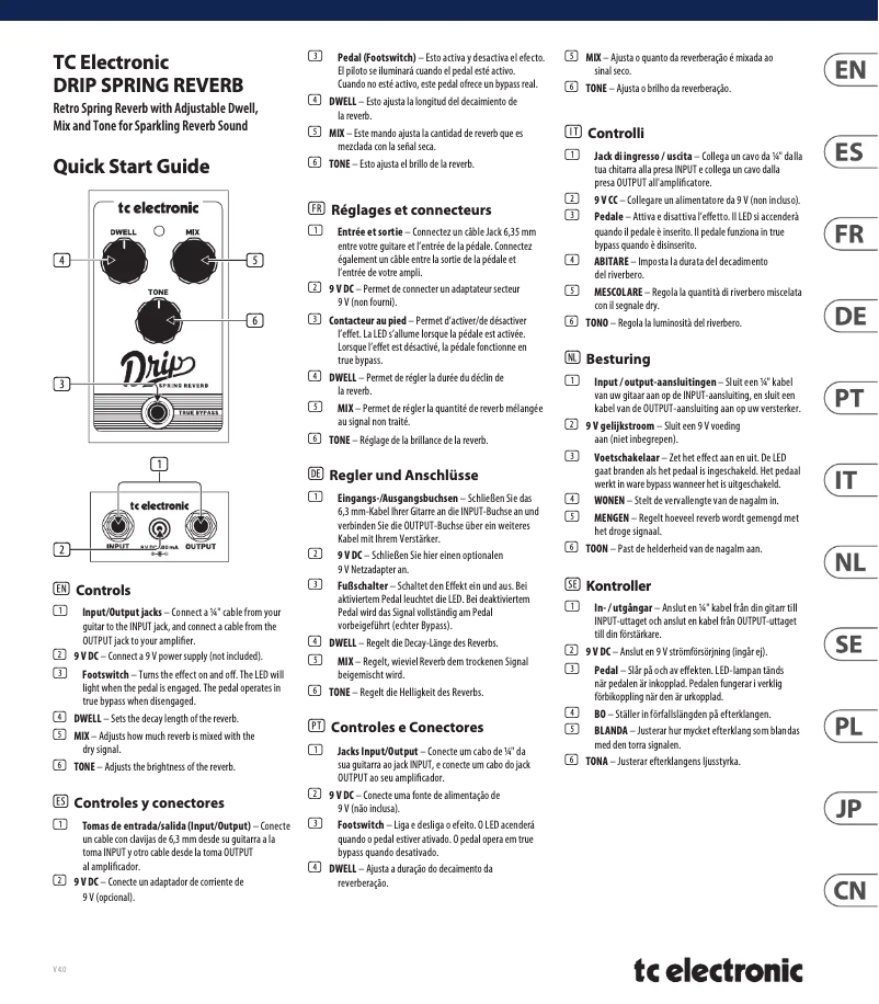 Image de la première page du manuel de l'appareil Drip Spring Reverb