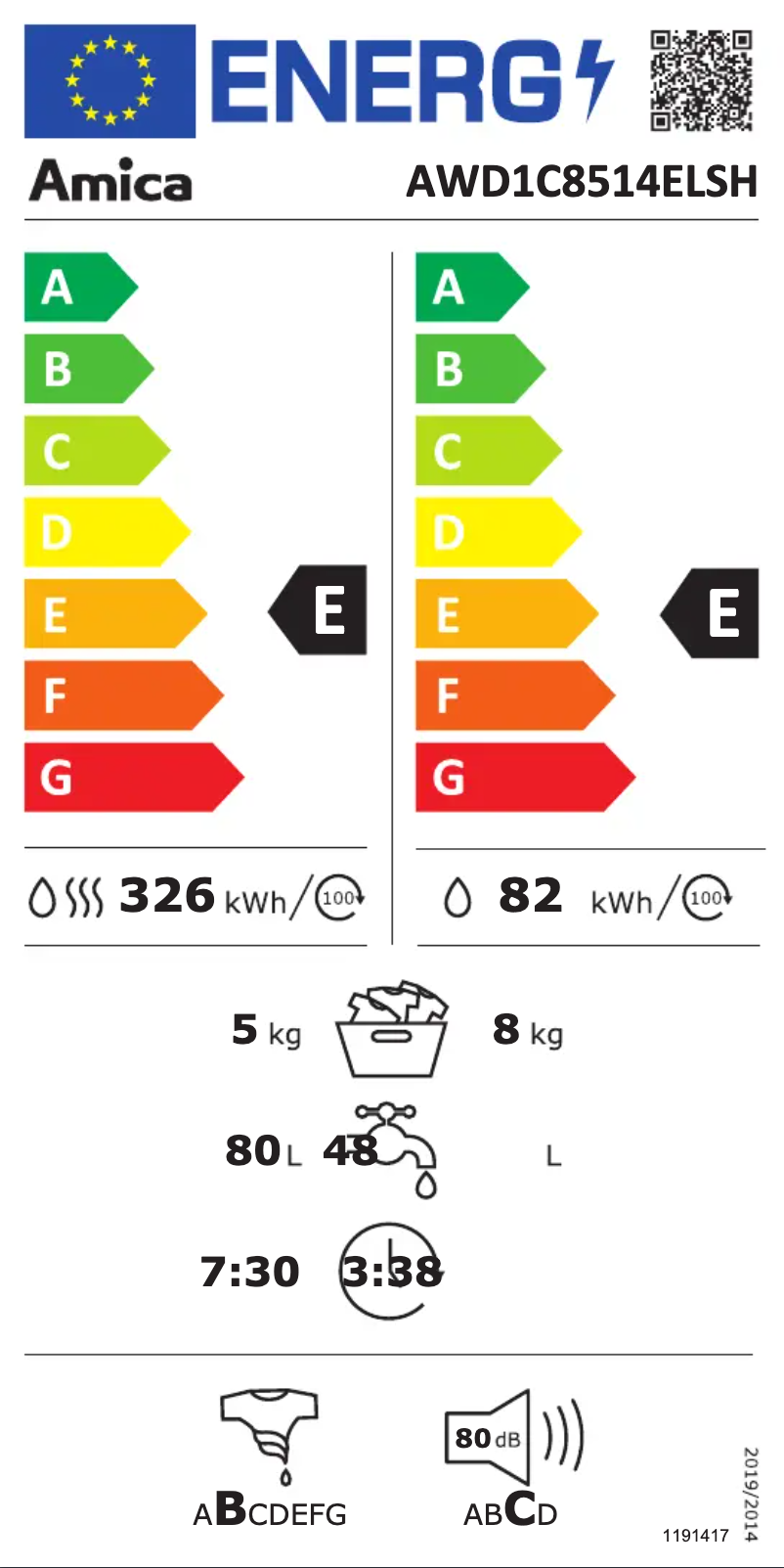Image de la première page du manuel de l'appareil AWD1C8514ELSH