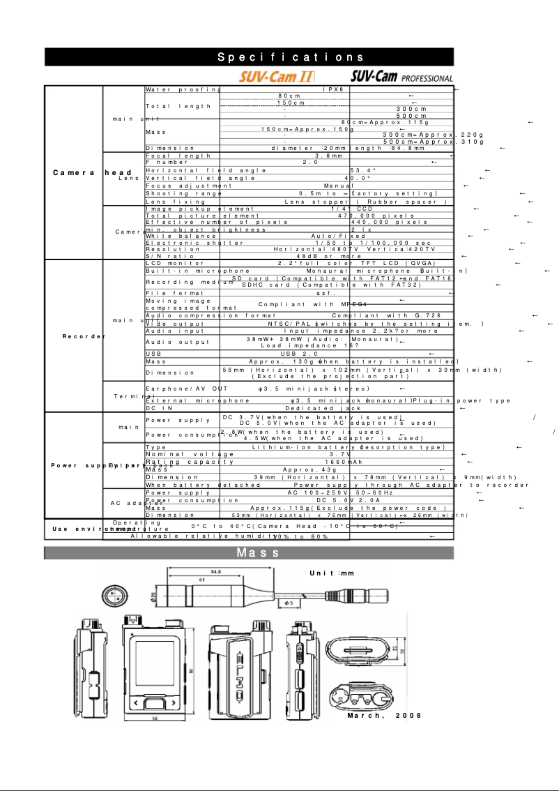 Image de la première page du manuel de l'appareil SUV-Cam PRO