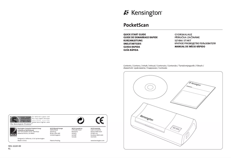 Page n°1 - Manuel utilisateur Kensington PocketScan
