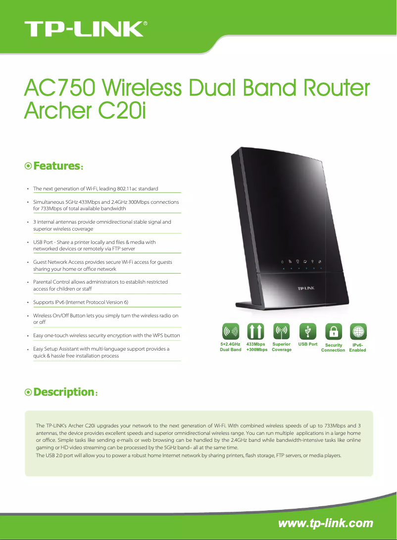 Page n°1 - Fiche technique TP-Link Archer C20i