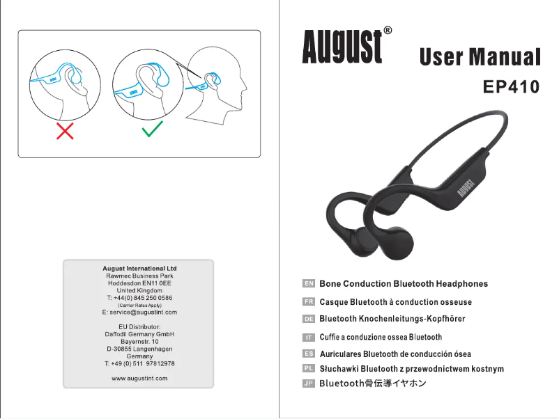 Page 1 de la notice Manuel utilisateur August EP410B