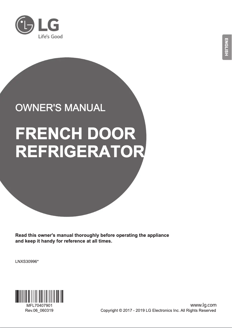 Page 1 de la notice Manuel utilisateur LG LNXS30996D