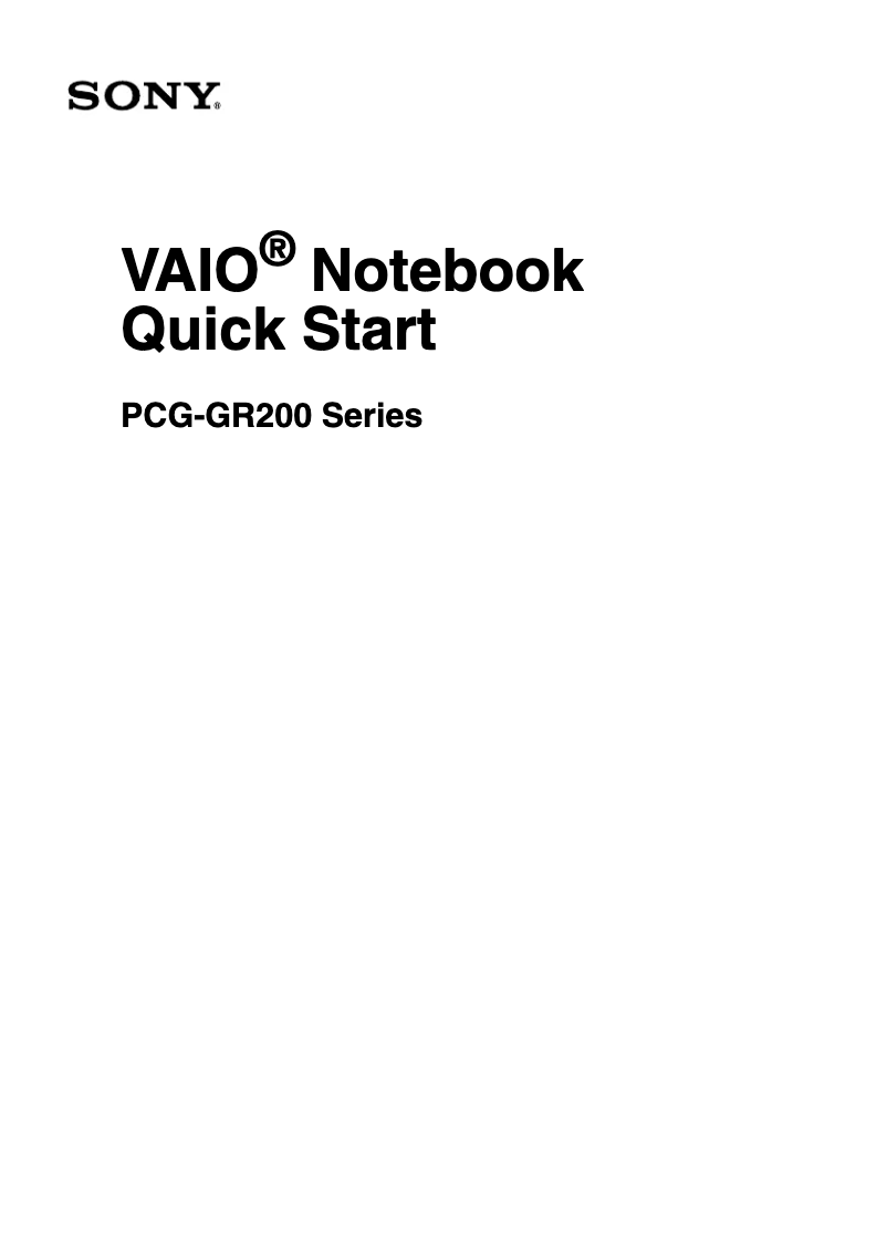 Page n°1 - Guide d'installation Sony Vaio PCG-GR250P