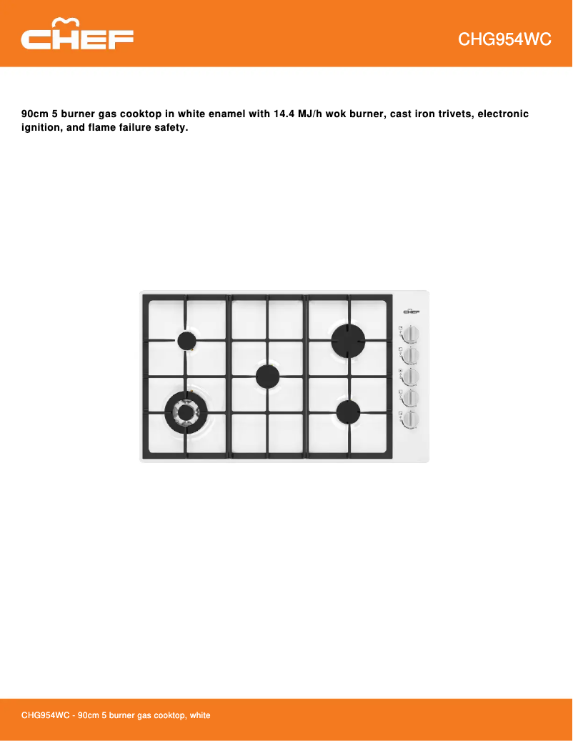 Página 1 del manual Ficha técnica Chef CHG954WC