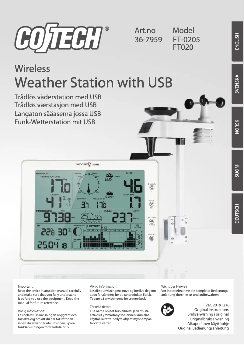 Page 1 de la notice Manuel utilisateur Cotech FT-0205