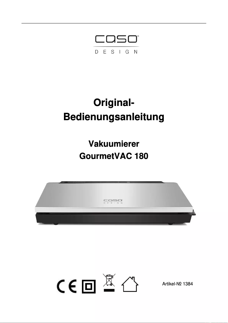Page 1 de la notice Manuel utilisateur Caso GourmetVAC 180