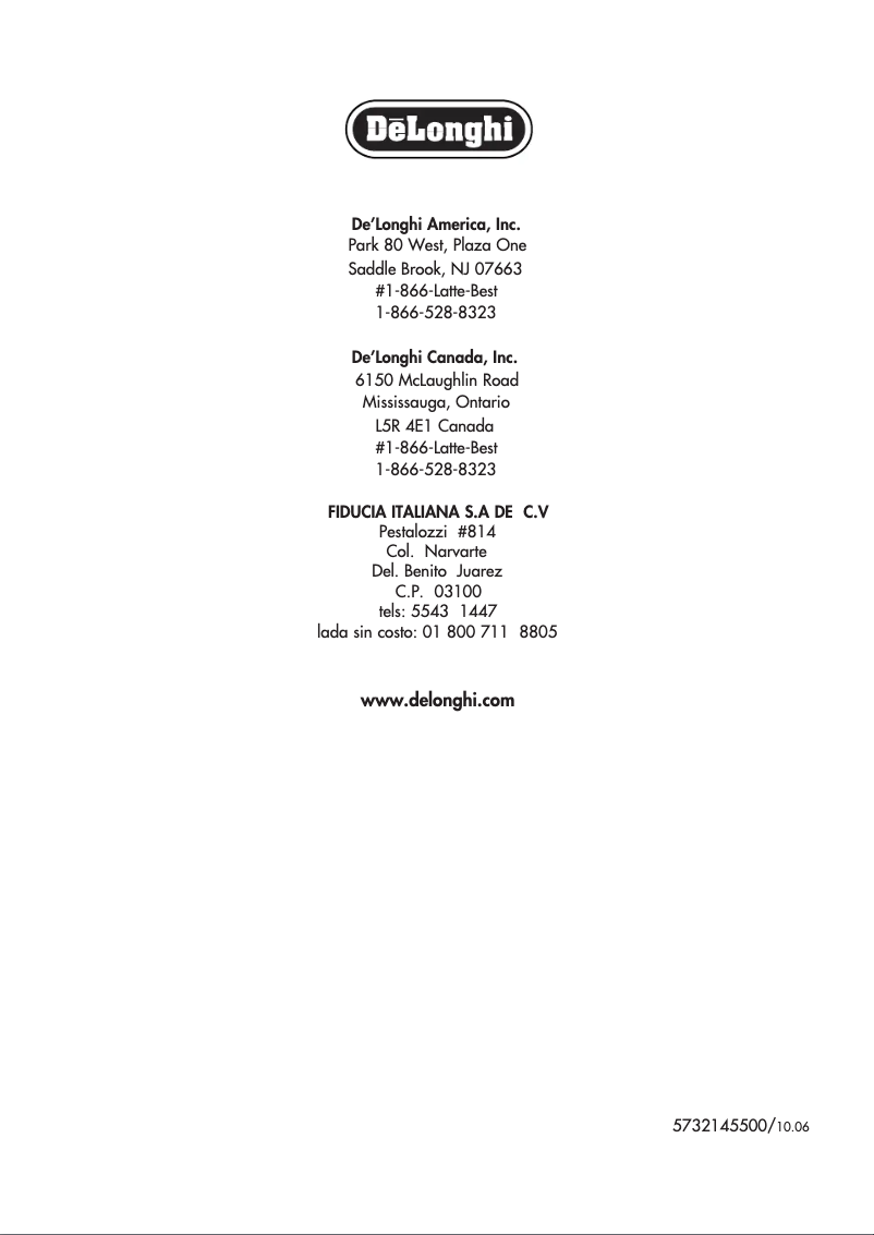 Page n°1 - Manuel utilisateur DeLonghi Magnifica EAM 4500