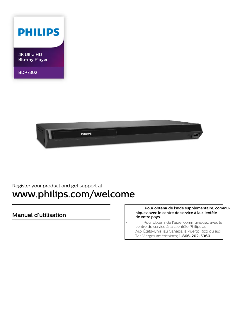 Page 1 de la notice Manuel utilisateur Philips BDP7302