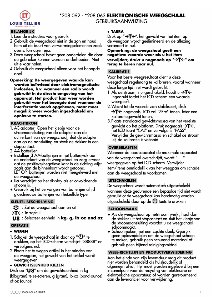 Página 1 del manual Manual de usuario Louis Tellier 208062