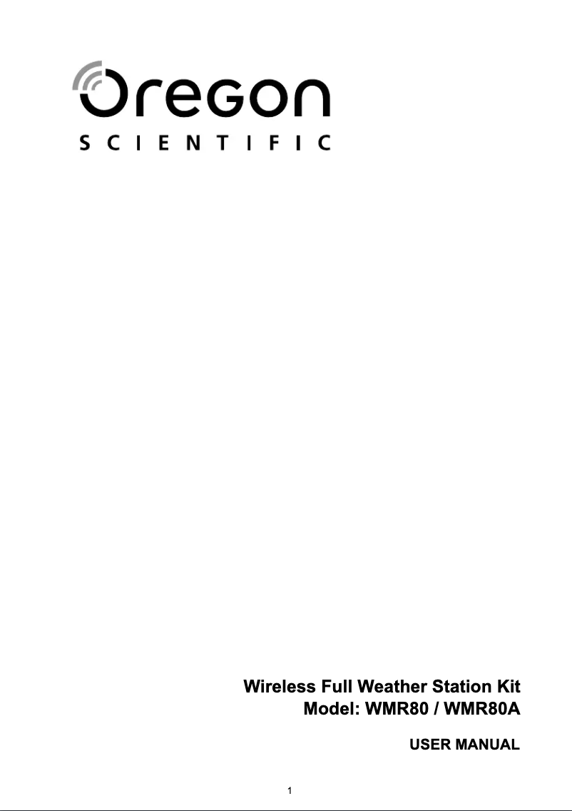 Page 1 de la notice Manuel utilisateur Oregon Scientific WMR 80