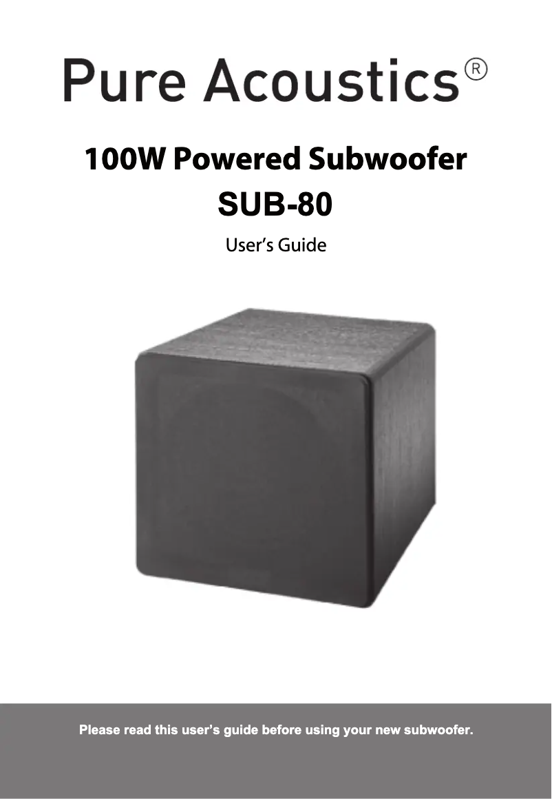 Página 1 del manual Manual de usuario Pure Acoustics Sub80