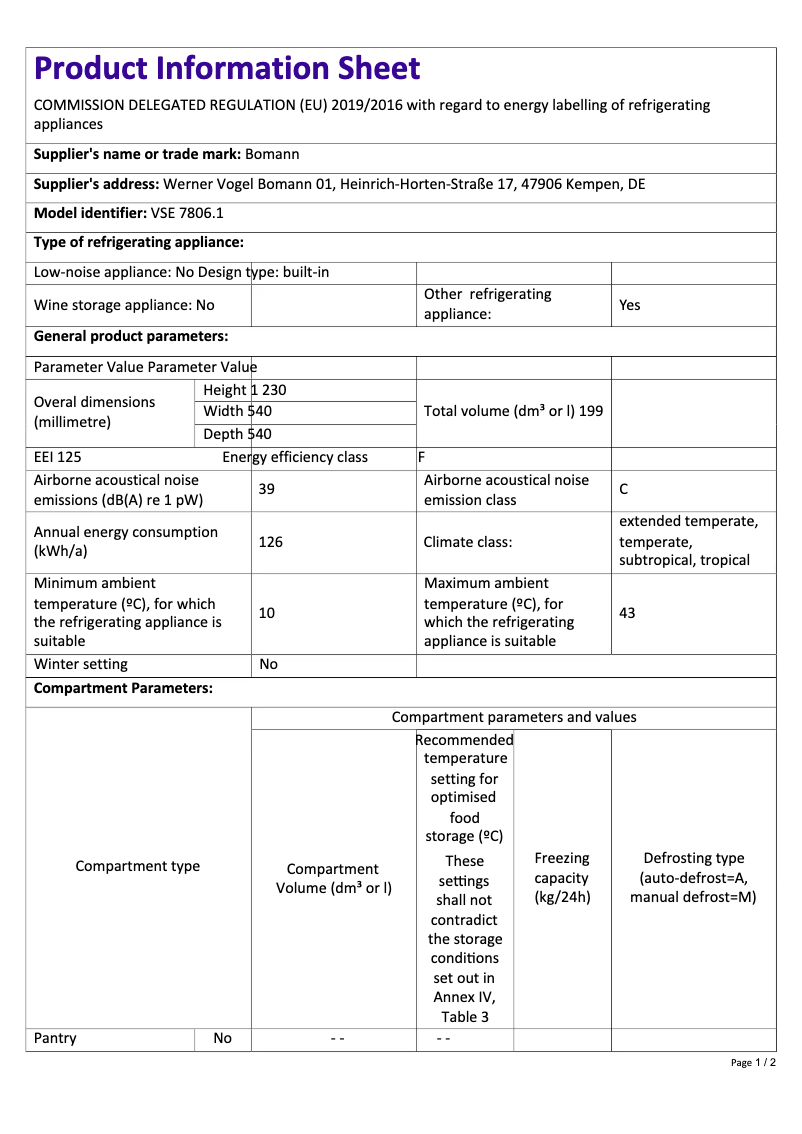 Image de la première page du manuel de l'appareil VSE 7806