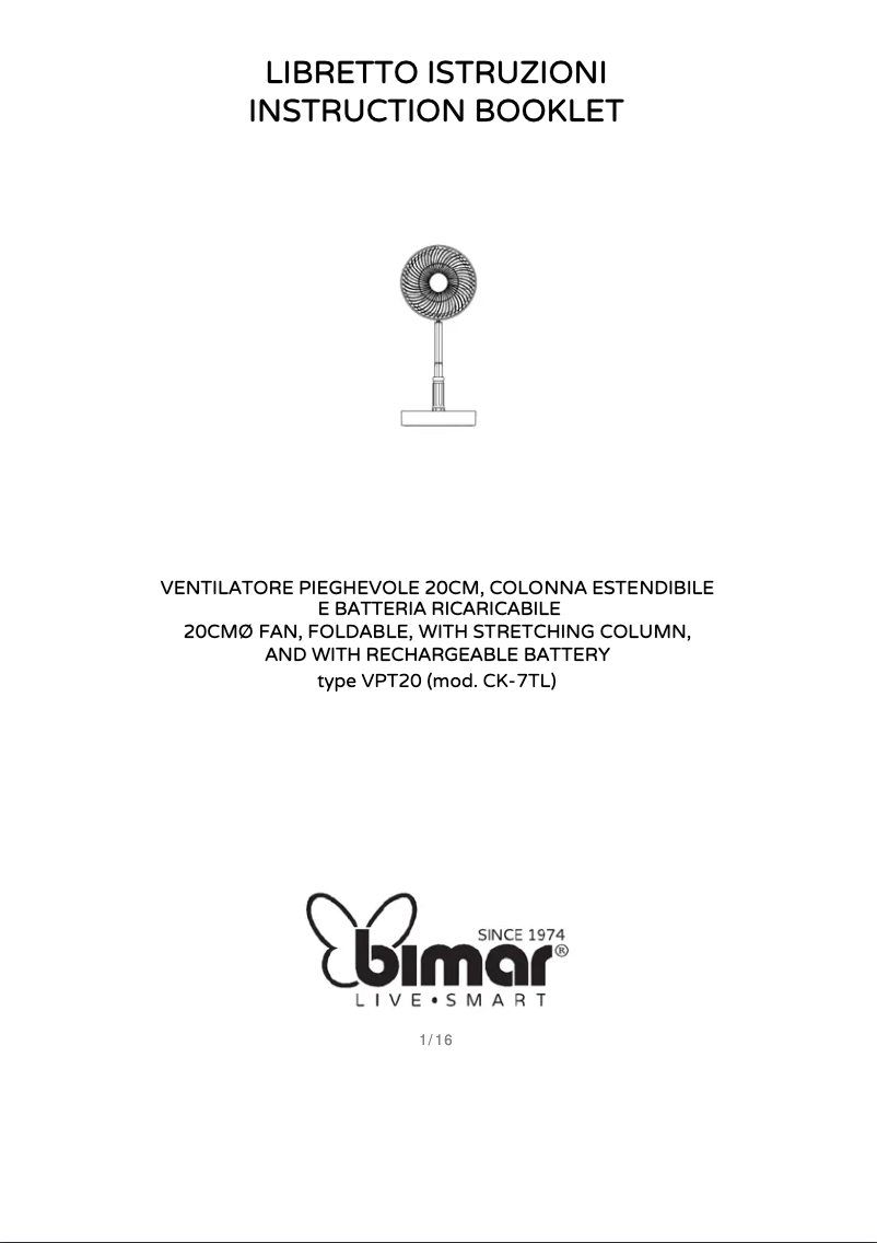 Page 1 de la notice Manuel utilisateur Bimar VPT20