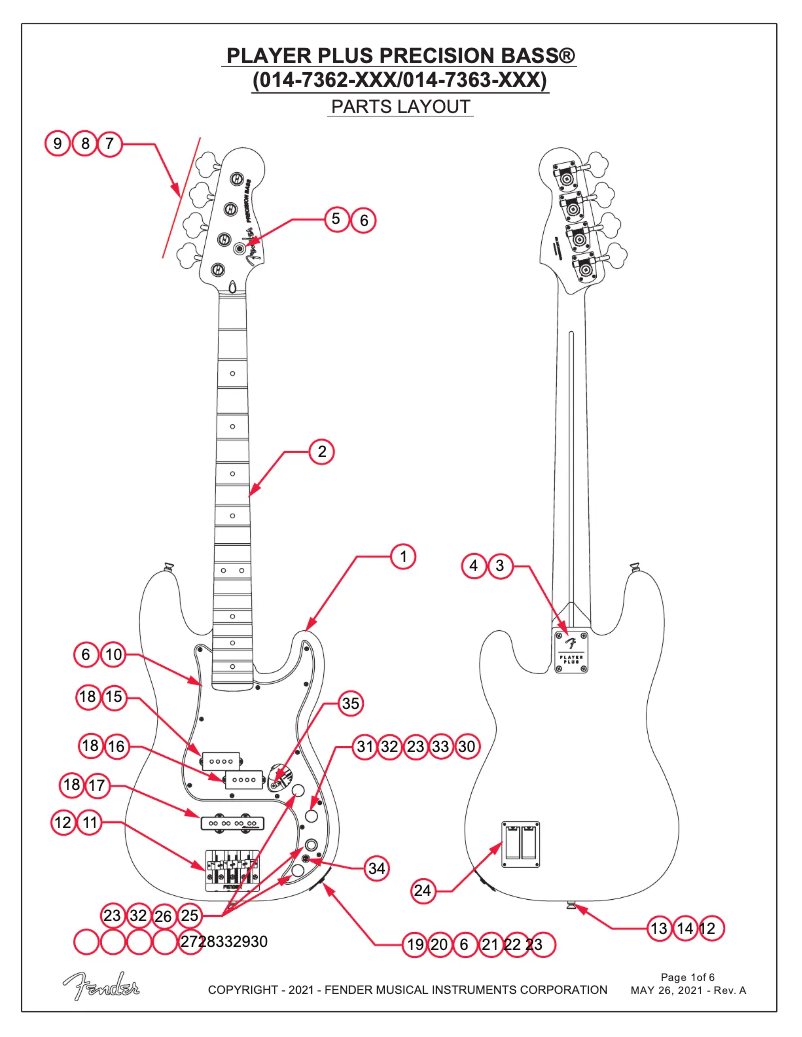 Página 1 del manual Manual de usuario Fender Player Plus Active Precision Bass