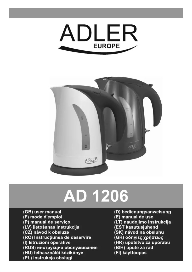 Page 1 de la notice Manuel utilisateur Adler AD 1206