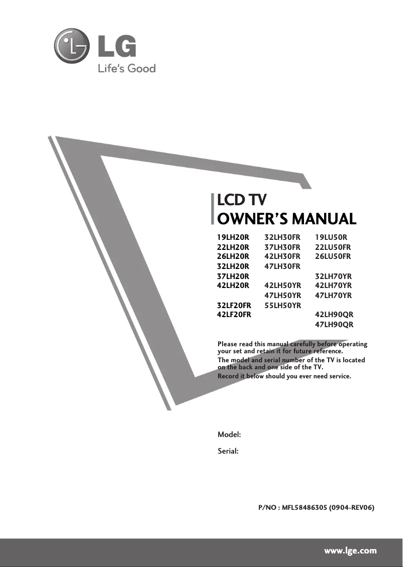 Page 1 of the manual User Manual LG 47LH30FR