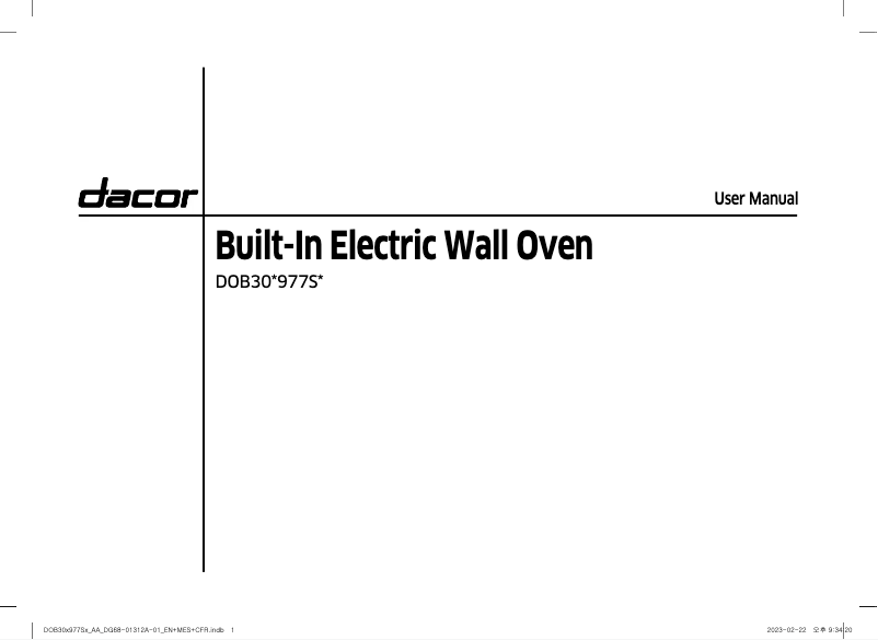 Página 1 del manual Manual de usuario Dacor DOB30T977SS