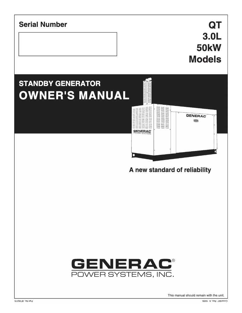 Page n°1 - Manuel utilisateur Generac QT05030ANAN
