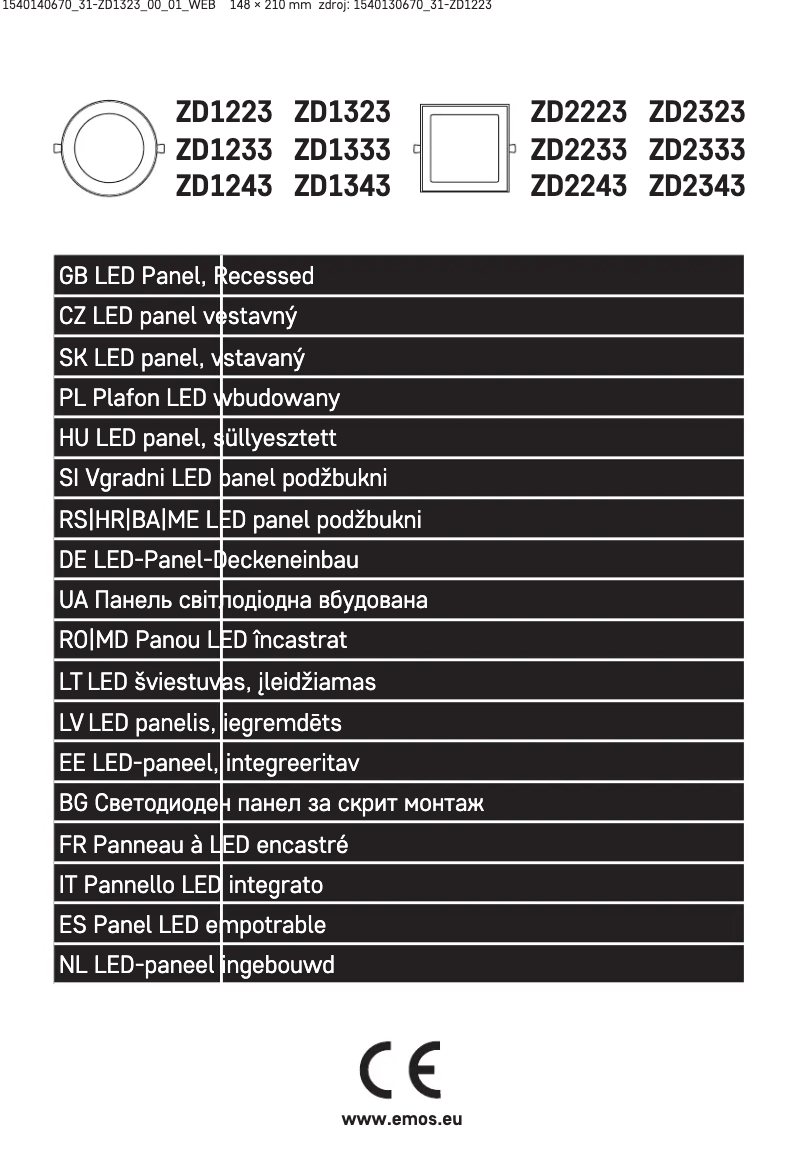 Page 1 de la notice Manuel utilisateur Emos ZD1323