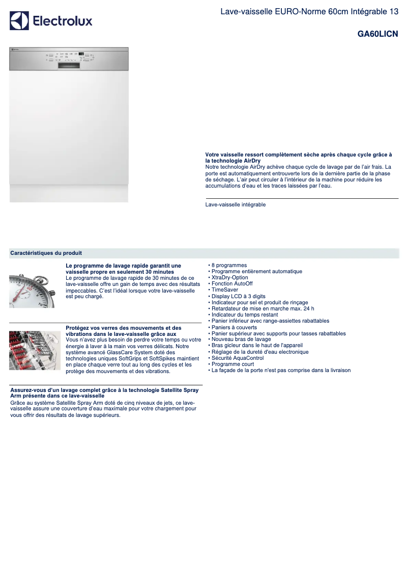 Page n°1 - Fiche technique Electrolux GA60LICN