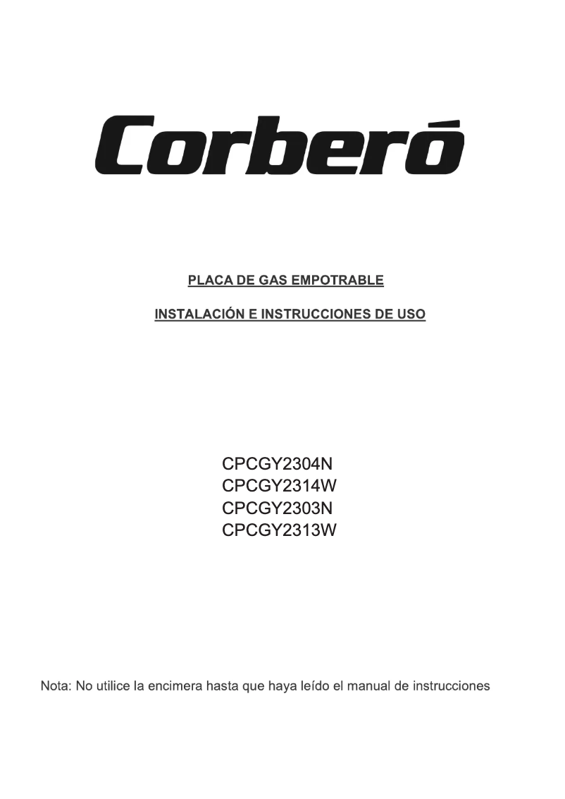 Page n°1 - Manuel utilisateur Corbero CPCGY2313W