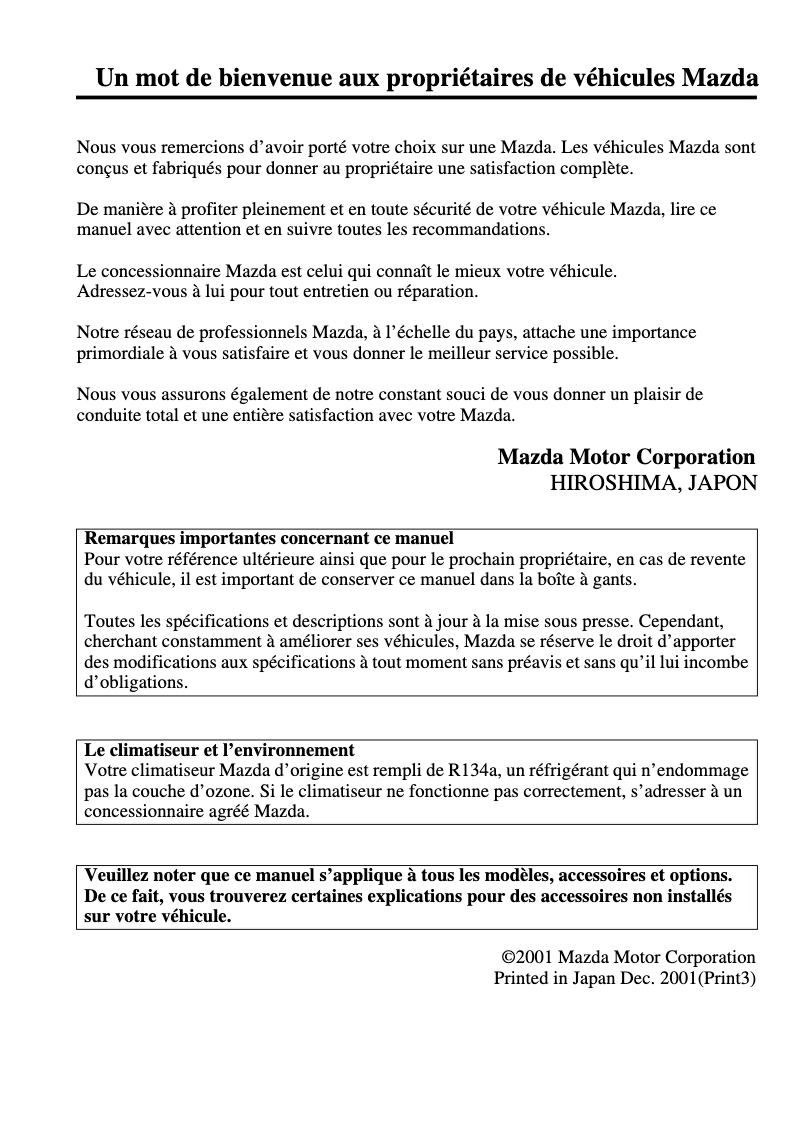 Image de la première page du manuel de l'appareil Protegé (2002)