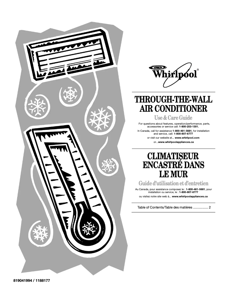 Page 1 de la notice Manuel utilisateur Whirlpool ACE119PR0