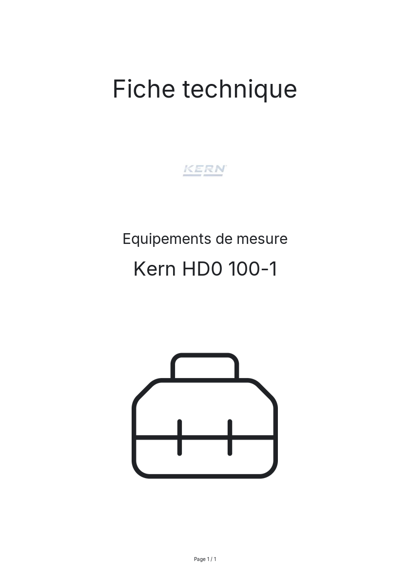 Page n°1 - Fiche technique Kern HD0 100-1