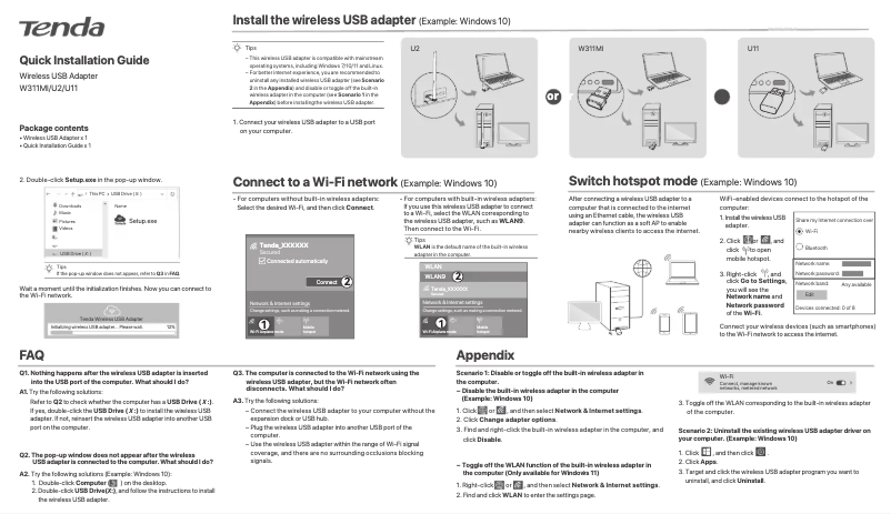 Page n°1 - Guide d'installation Tenda W311MI