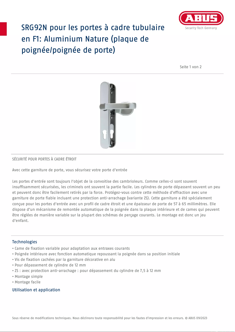 Image de la première page du manuel de l'appareil SRG92N