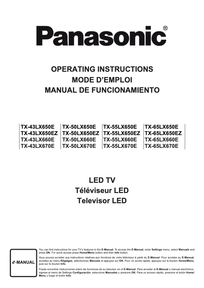 Page 1 de la notice Manuel utilisateur Panasonic Viera TX-65LX660E