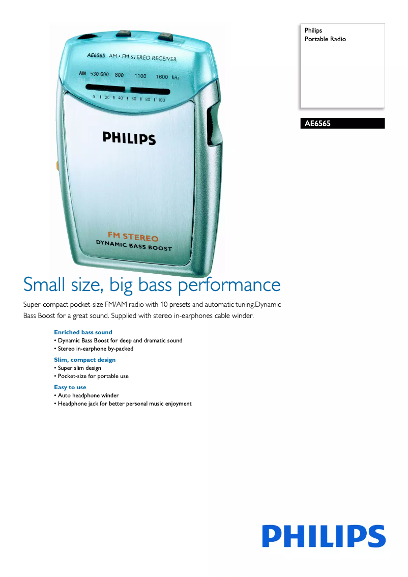 Page n°1 - Fiche technique Philips AE6565