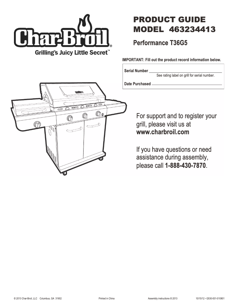 Image de la première page du manuel de l'appareil Performance T36G5