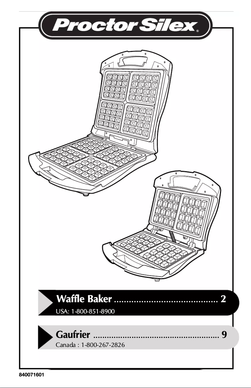 Page 1 de la notice Manuel d'utilisation et d'entretien Proctor Silex 26050Y