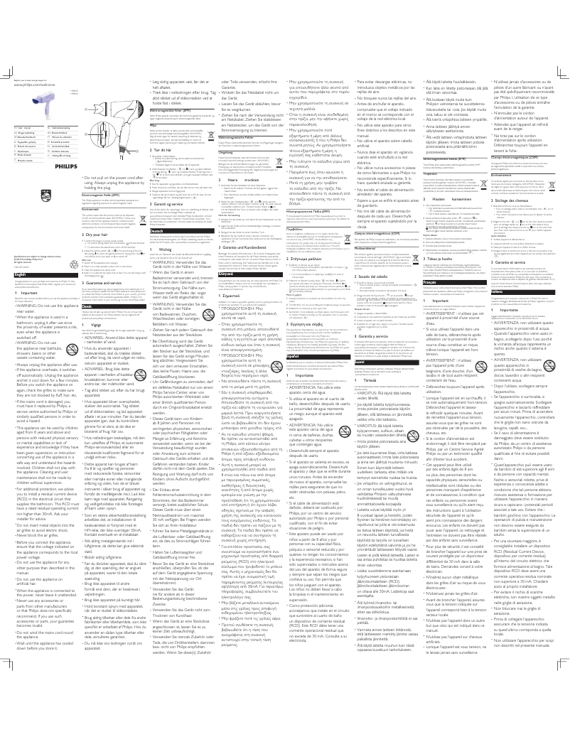 Page 1 de la notice Manuel utilisateur Philips Salon Essential HP8106