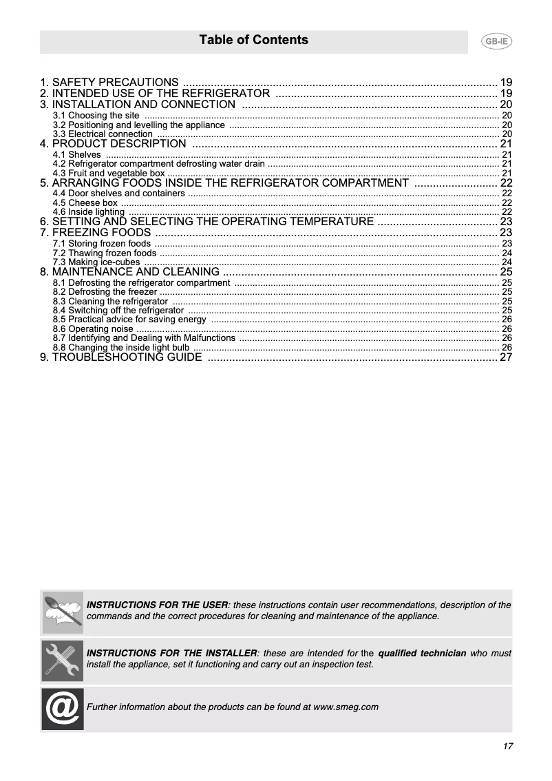 Image de la première page du manuel de l'appareil FAB10UJS