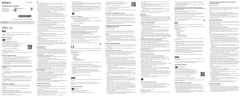 Page 1 de la notice Manuel utilisateur Sony WF-SP900