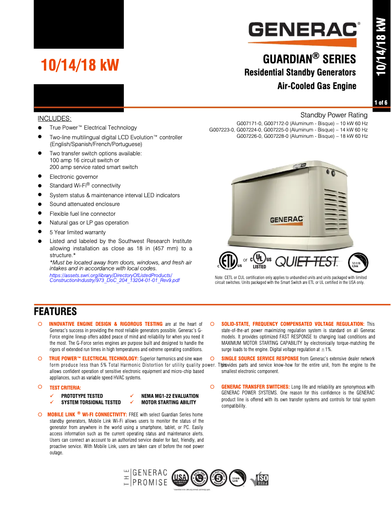 Image de la première page du manuel de l'appareil Guardian 14KW