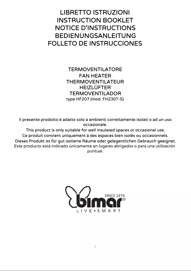 Page 1 de la notice Manuel utilisateur Bimar HF207