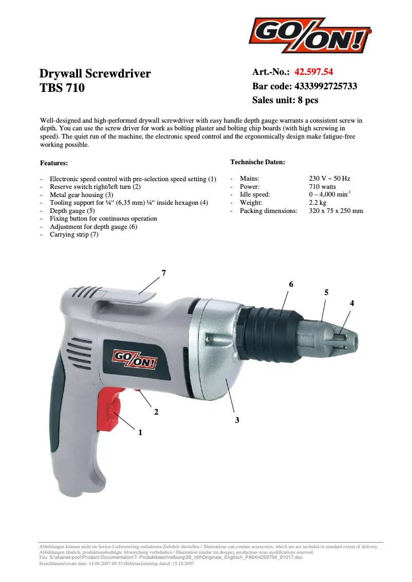 Image de la première page du manuel de l'appareil P1L-DB-6