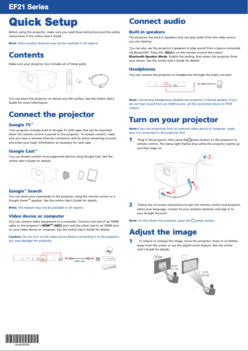 Imagen de la primera página del manual del dispositivo EF21R