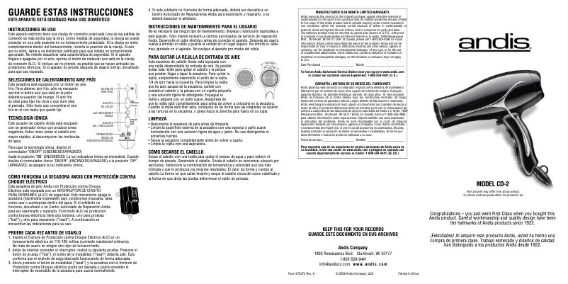 Image de la première page du manuel de l'appareil CD-2