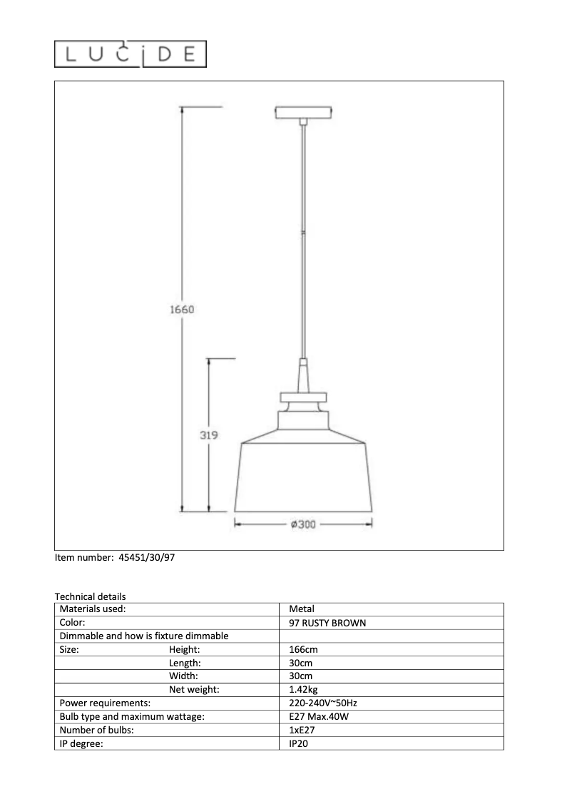 Page 1 de la notice Manuel utilisateur Lucide Camus