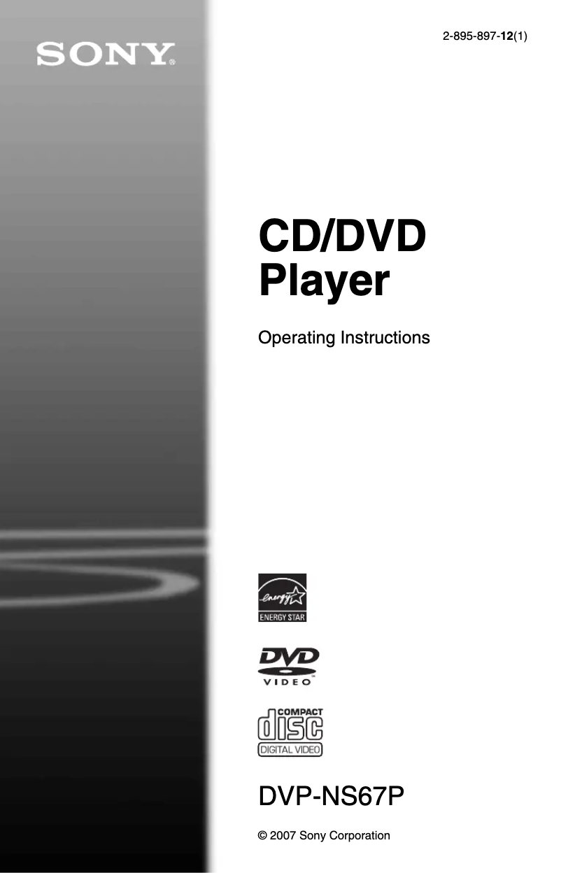 Page n°1 - Manuel utilisateur Sony DVP-NS67P