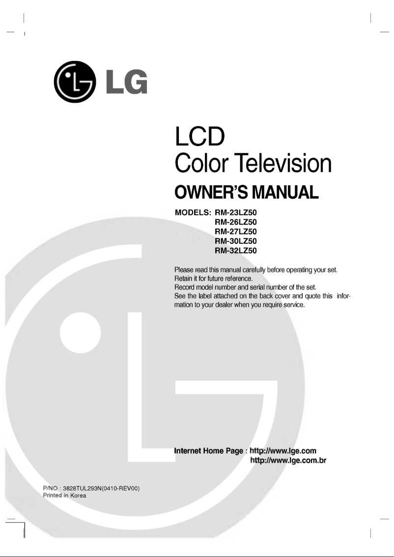 Page 1 de la notice Manuel utilisateur LG RM-32LZ50