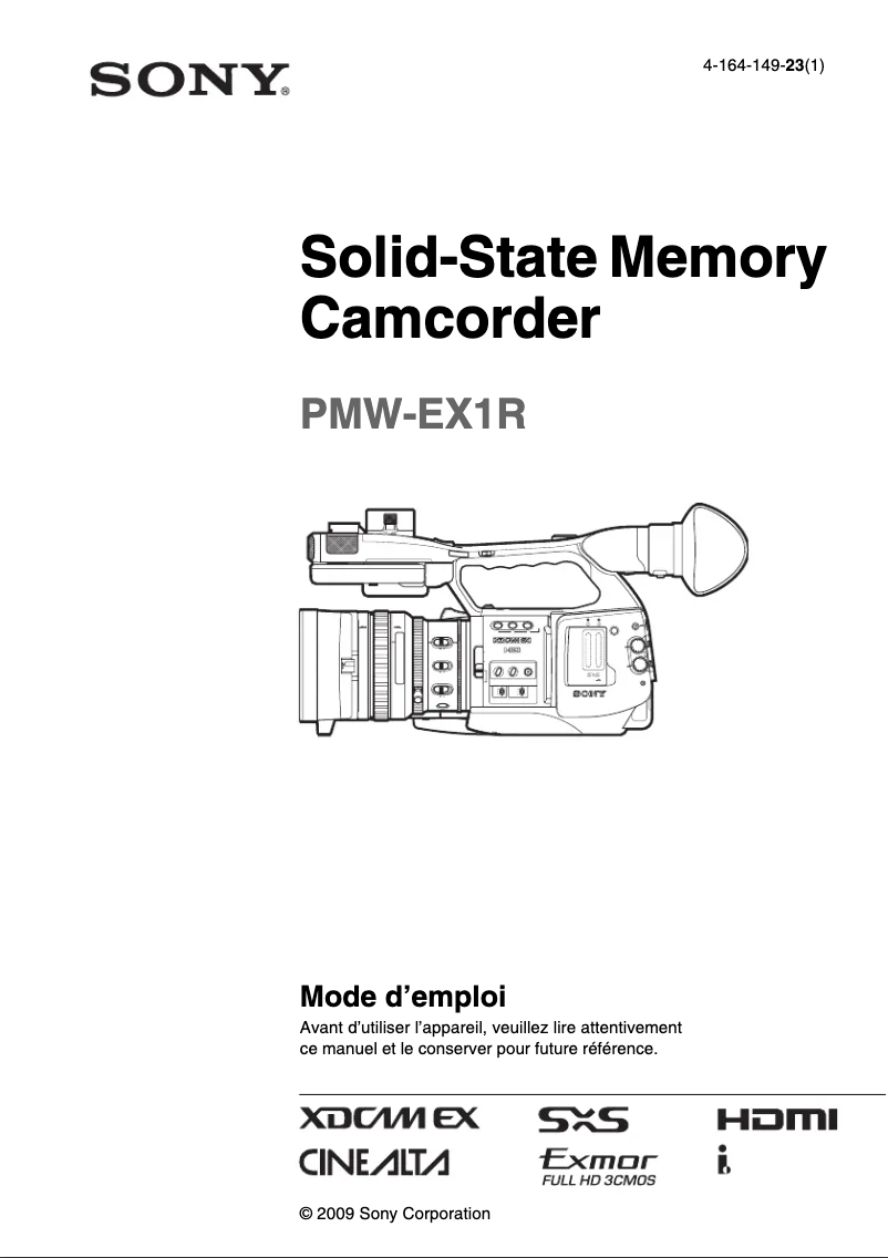 Image de la première page du manuel de l'appareil PMW-EX1R